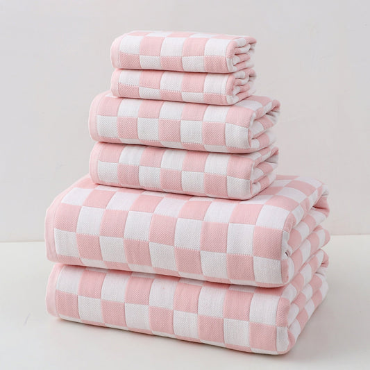 Pink Ultra-Soft 100% Cotton Gauze 6-Piece Towel Set | Absorbent & Quick-Dry Bath Towel Tristar Online