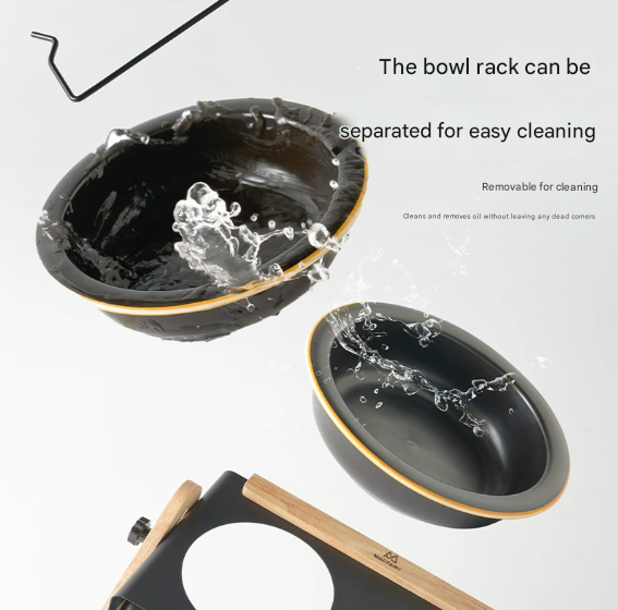 Adjustable Raised Pet Feeder - Modern Wood & Metal Stand with Dual Bowls for Cats & Dogs Tristar Online