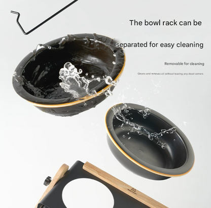 Adjustable Raised Pet Feeder - Modern Wood & Metal Stand with Dual Bowls for Cats & Dogs Tristar Online