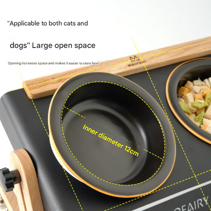 Adjustable Raised Pet Feeder - Modern Wood & Metal Stand with Dual Bowls for Cats & Dogs Tristar Online