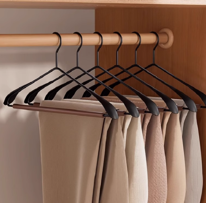 Premium Solid Wood Clothes Hangers Set of 6 - Wide Shoulder Non-Slip Suit Hangers Tristar Online