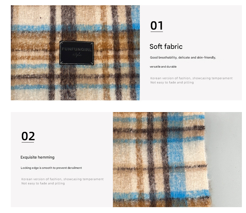 Yellow-green Plaid Color-Block Women's Scarf - Autumn/Winter Thick Warm Neck Wrap with Tassels Tristar Online