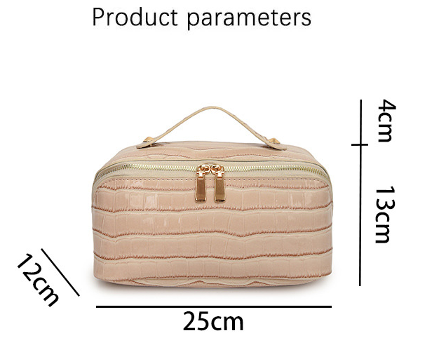 White Chic Croc-Embossed Travel Makeup Case Large Capacity Cosmetic Organizer Bag Tristar Online