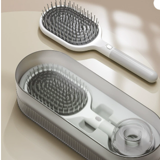 White Premium Self-Cleaning Hair Brush Set with Stand - Anti-Static Detangling & Scalp Massage Paddle Brush Tristar Online