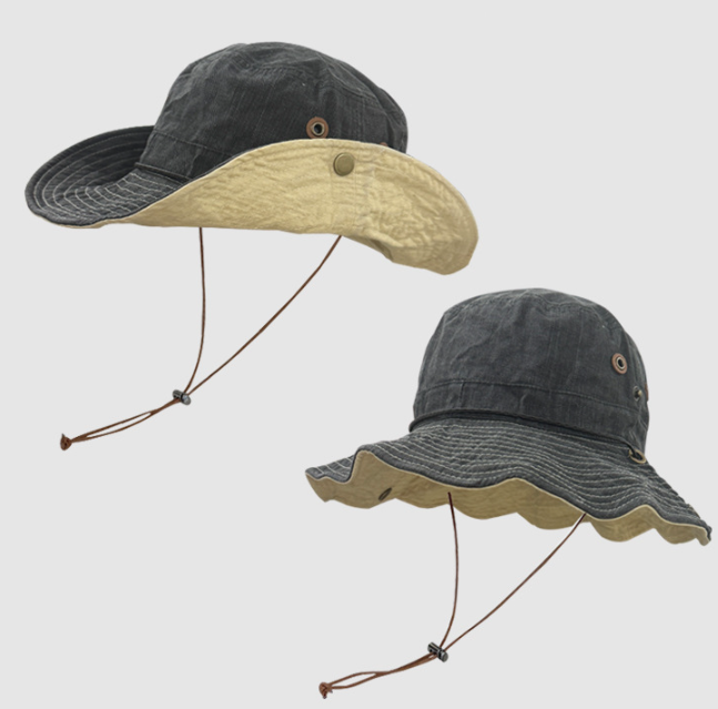 Black Wide Brim Outdoor Cowboy Sun Hat - Adjustable & Breathable for Hiking, Fishing, and Camping Tristar Online