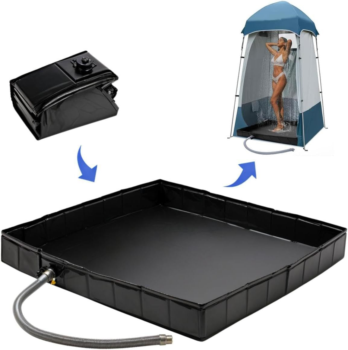 Portable Camping Shower Base - Collapsible Water Containment Tray with Drain for Outdoor Tents Tristar Online