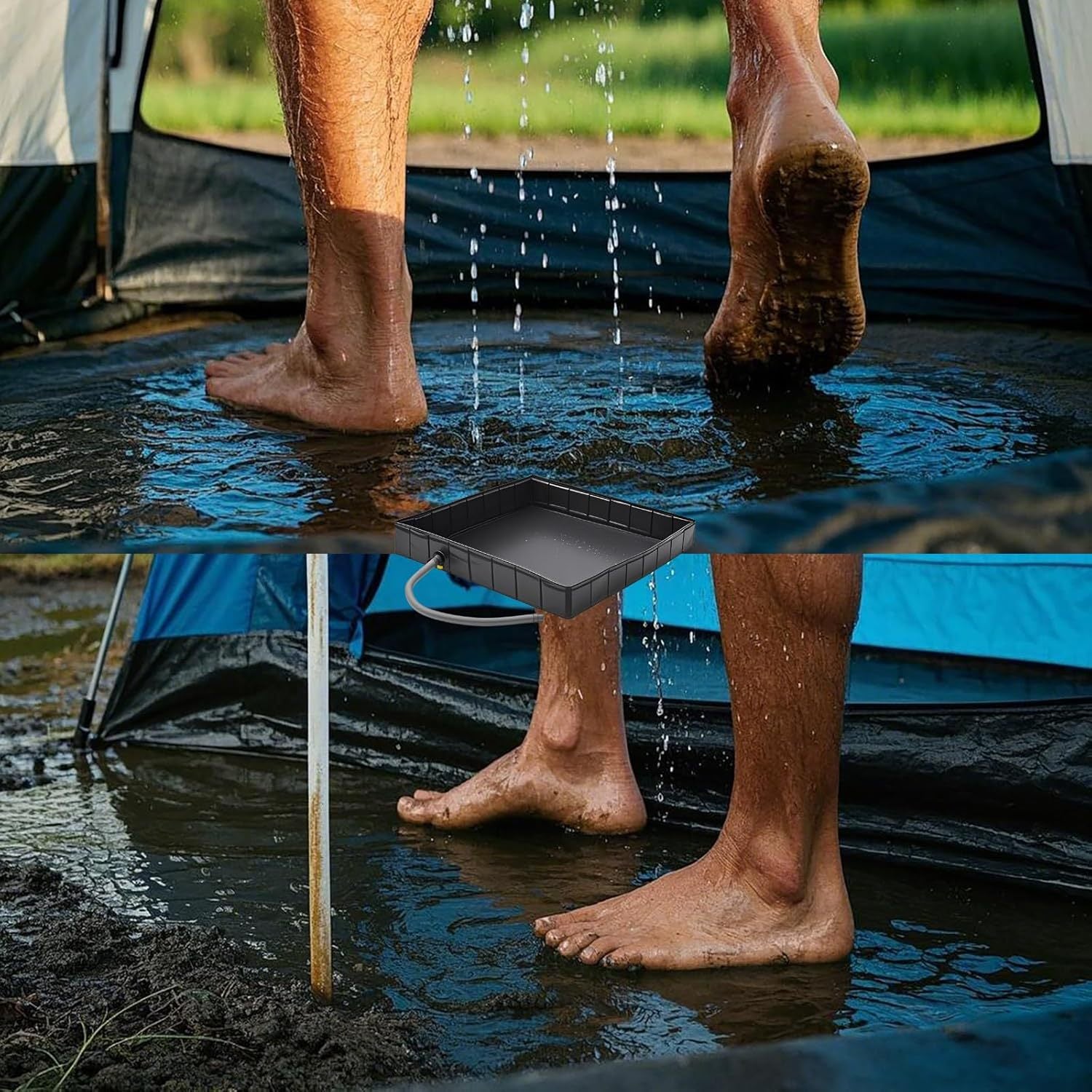 Portable Camping Shower Base - Collapsible Water Containment Tray with Drain for Outdoor Tents Tristar Online