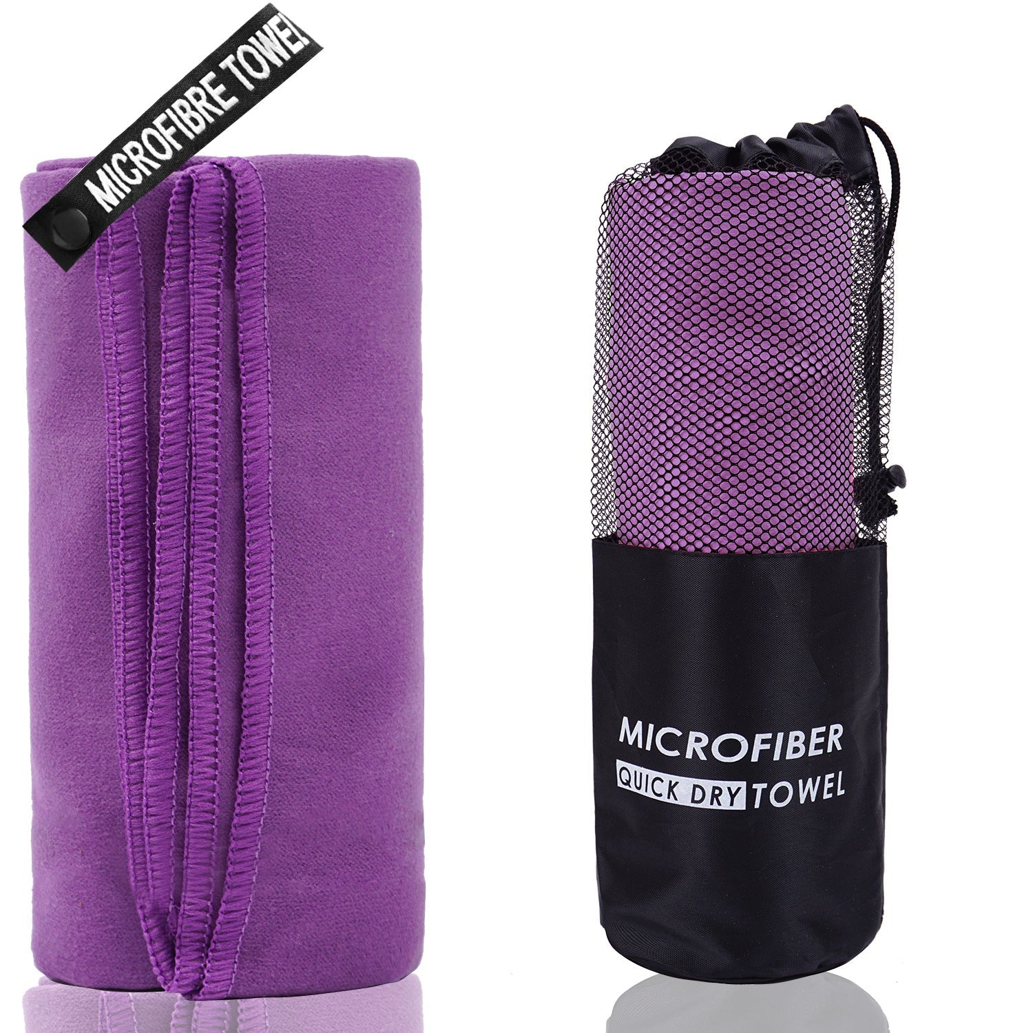2-Piece Purple Quick-Dry Microfiber Sports Towel with Travel Case - Compact & Absorbent for Gym, Swimming & Camping Tristar Online