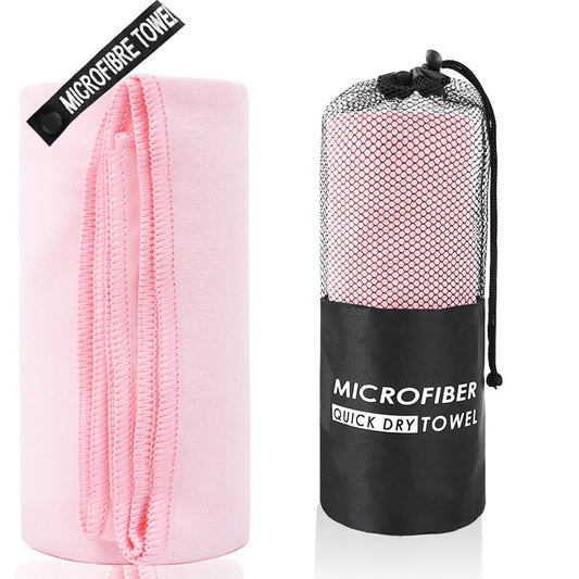 2-Piece Light Pink Quick-Dry Microfiber Sports Towel with Travel Case - Compact & Absorbent for Gym, Swimming & Camping Tristar Online