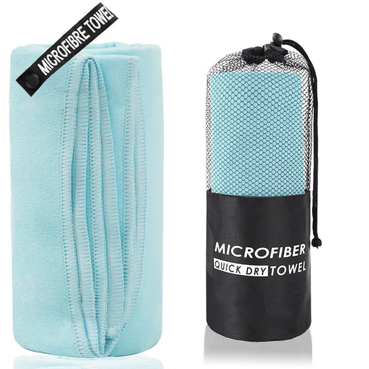 2-Piece Light Blue Quick-Dry Microfiber Sports Towel with Travel Case - Compact & Absorbent for Gym, Swimming & Camping Tristar Online