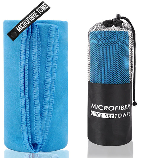 2-Piece Blue Quick-Dry Microfiber Sports Towel with Travel Case - Compact & Absorbent for Gym, Swimming & Camping Tristar Online