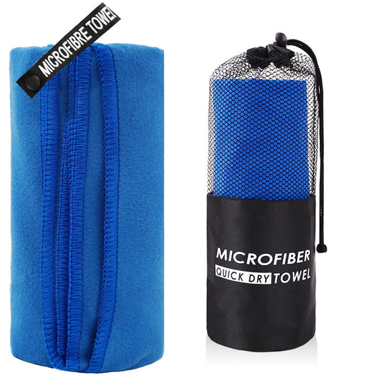 2-Piece Dark Blue Quick-Dry Microfiber Sports Towel with Travel Case - Compact & Absorbent for Gym, Swimming & Camping Tristar Online