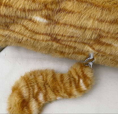 Yellow Adorable Fluffy Cat Shoulder Bag - Cute Plush Kitten Novelty Handbag for Girls & Women Tristar Online