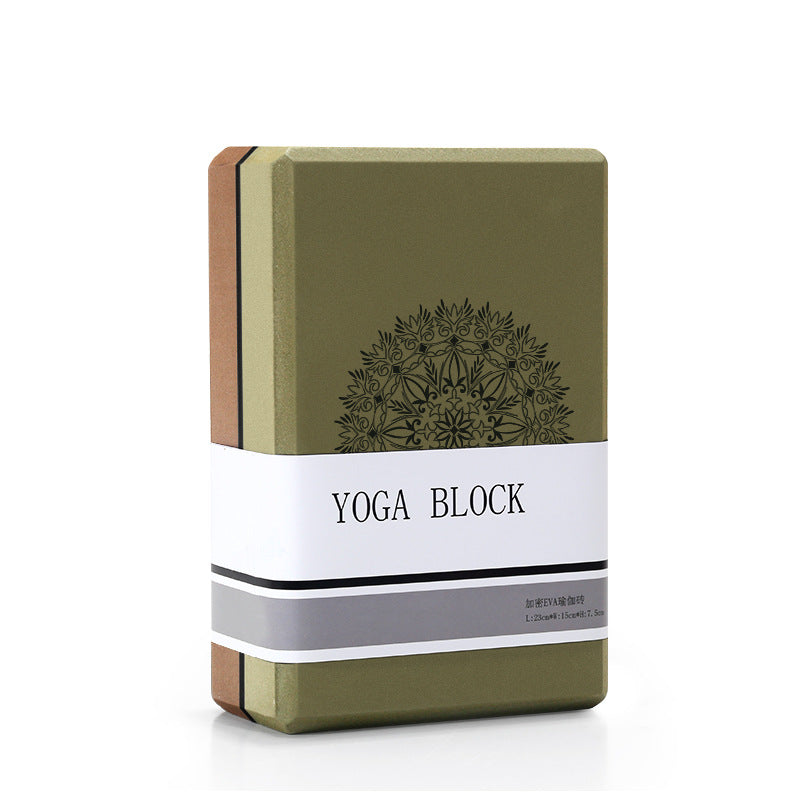 Olive Green/Brown High-Density EVA Foam Yoga Block for Support & Stability - Lightweight Non-Slip Brick for Yoga, Pilates & Stretching Tristar Online