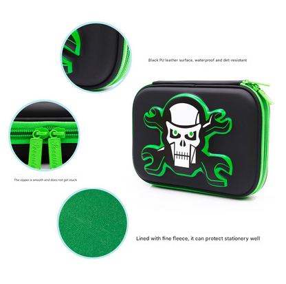 Green 3D Mosaic EVA Hard Shell Pencil Case - Large Capacity Cartoon Stationery Box for Kids Tristar Online