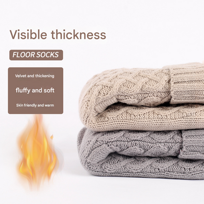 Khaki Women's Cozy Cable Knit Slipper Socks - Plush Fleece Lined Thermal Socks with Non-Slip Grips Tristar Online