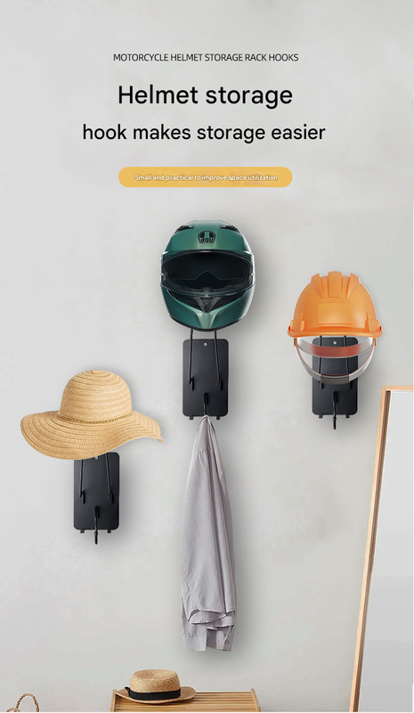 Iron Wall Mounted Motorcycle Helmet Holder - Heavy-Duty Gear Rack with Jacket Hook for Helmets, Coats & Accessories Tristar Online