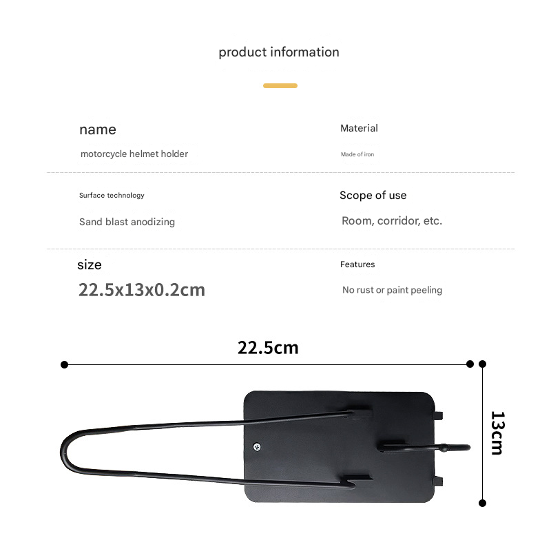 Iron Wall Mounted Motorcycle Helmet Holder - Heavy-Duty Gear Rack with Jacket Hook for Helmets, Coats & Accessories Tristar Online