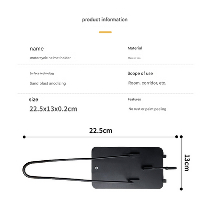 Iron Wall Mounted Motorcycle Helmet Holder - Heavy-Duty Gear Rack with Jacket Hook for Helmets, Coats & Accessories Tristar Online