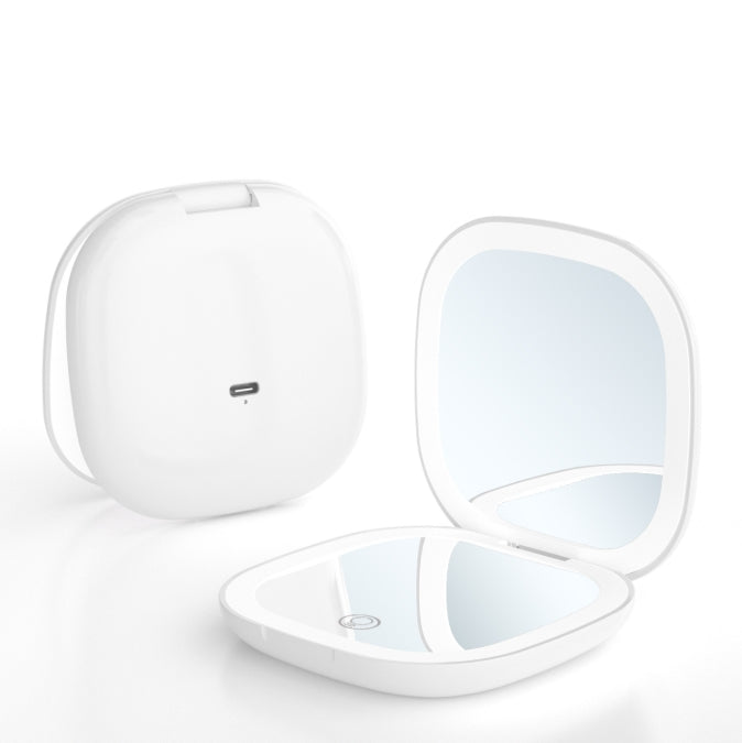 2-piece White Portable LED Makeup Mirror - Rechargeable Compact with 3-Color Lights & 5x Magnification Tristar Online