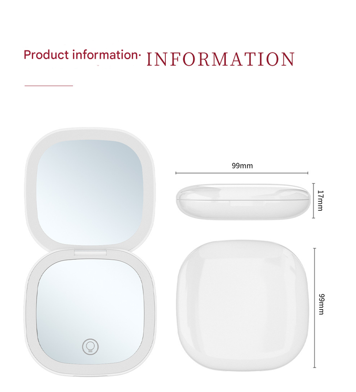 2-piece Black Portable LED Makeup Mirror - Rechargeable Compact with 3-Color Lights & 5x Magnification Tristar Online