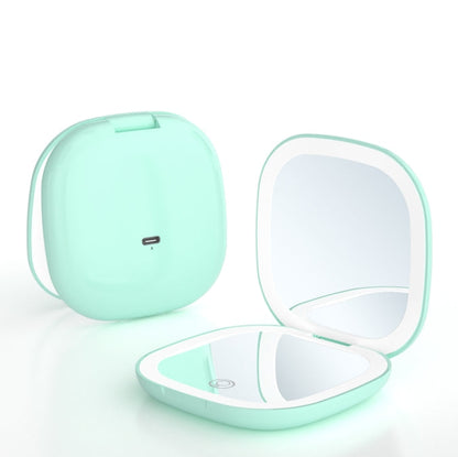 2-piece Green Portable LED Makeup Mirror - Rechargeable Compact with 3-Color Lights & 5x Magnification Tristar Online