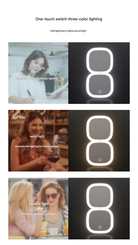 2-piece Green Portable LED Makeup Mirror - Rechargeable Compact with 3-Color Lights & 5x Magnification Tristar Online