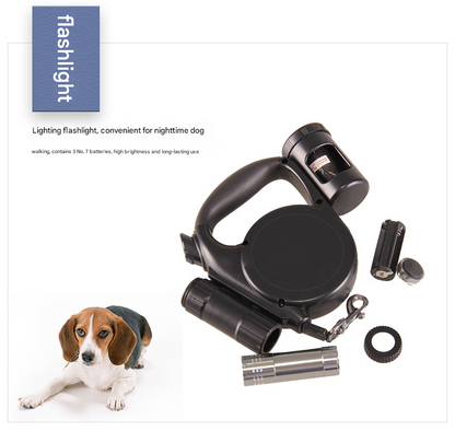 Blue 3-in-1 Retractable Dog Leash with LED Flashlight & Poop Bag Dispenser | Heavy Duty Tangle-Free Leash for Safe Night Walks Tristar Online