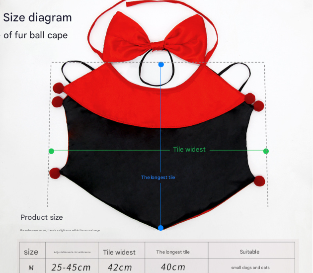 Orange Regal Vampire Pet Cape | Halloween & Christmas Costume Cloak with Bow & Pom-Poms for Dogs and Cats(Size M) Tristar Online
