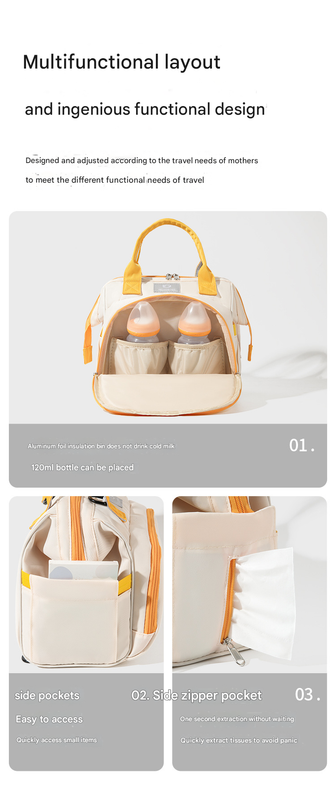 Beige Versatile 3-in-1 Nappy Bag | Convertible Backpack, Tote & Crossbody with Insulated Pockets Tristar Online