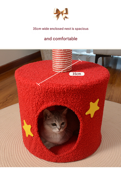 Festive Christmas Tree Cat Scratcher & Condo | 2-in-1 Sisal Post with Cozy Hideaway Bed Tristar Online