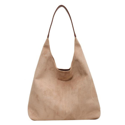 Beige Chic Faux Suede Tote Bag with Matching Pouch | Large Capacity Slouchy Shoulder Bag Tristar Online