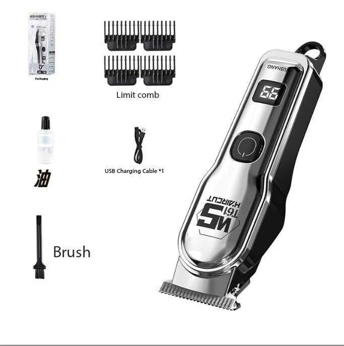 Silver Professional Cordless Hair Clippers - USB Rechargeable Trimmer with LED Display for Barbers & Home Grooming Tristar Online