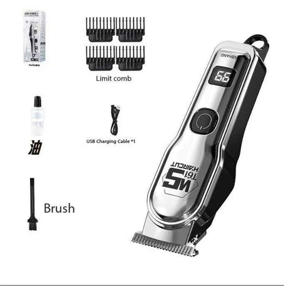 Silver Professional Cordless Hair Clippers - USB Rechargeable Trimmer with LED Display for Barbers & Home Grooming Tristar Online