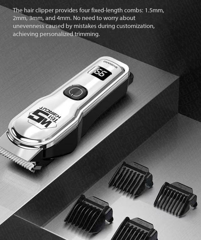 Silver Professional Cordless Hair Clippers - USB Rechargeable Trimmer with LED Display for Barbers & Home Grooming Tristar Online