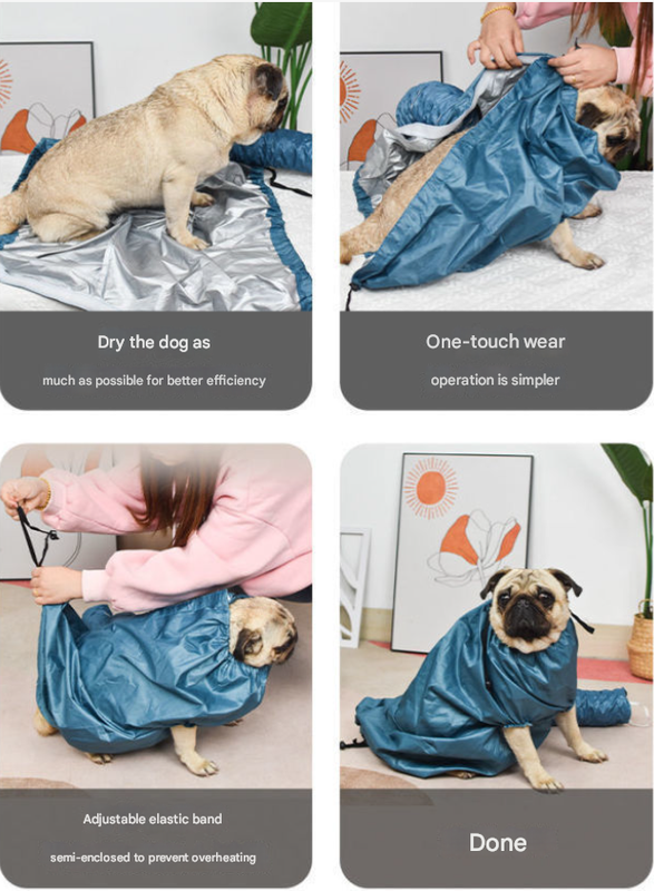 Portable Pet Grooming Dryer Bag - Hands-Free Quick-Drying Coat for Dogs & Cats After Bath(Size S) Tristar Online