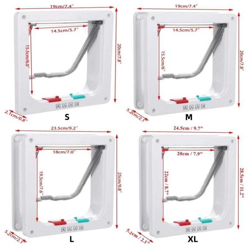 Secure 4-Way Locking Pet Door for Cats & Small Dogs - Easy Access Flap for Doors, Walls & Glass(Size S) Tristar Online