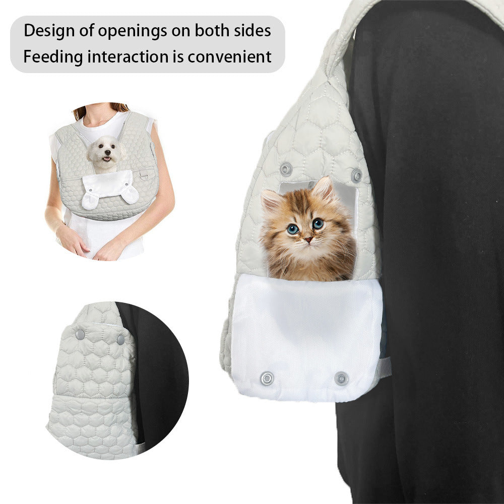 Grey Hands-Free Quilted Pet Carrier Sling - Soft & Comfortable Front Pack for Small Dogs and Cats Tristar Online