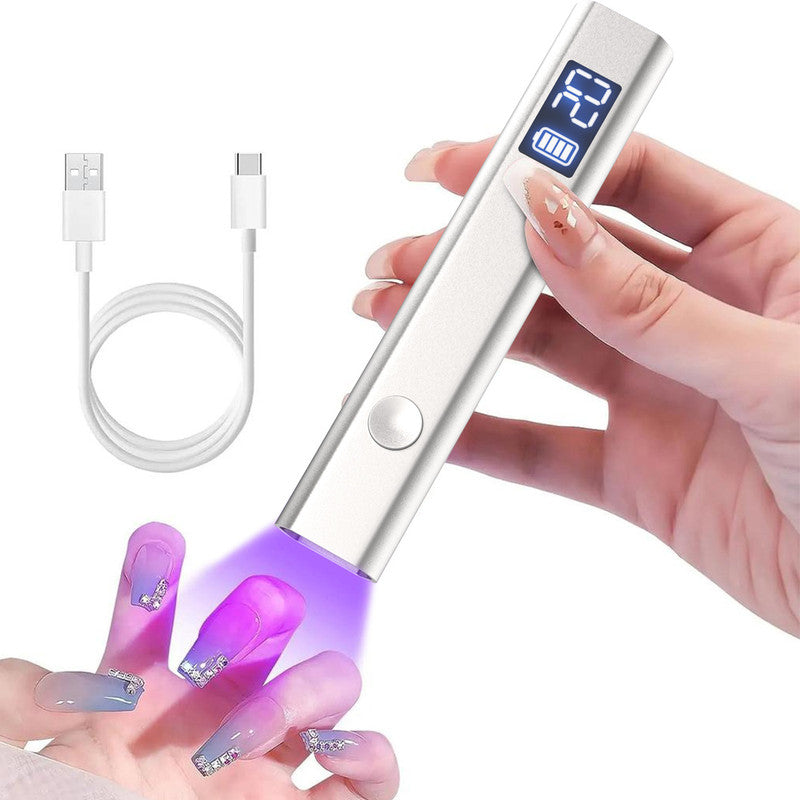 Silver Handheld UV LED Nail Curing Pen - Portable USB-C Rechargeable Light for Fast-Drying Gel Polish & Nail Art Tristar Online