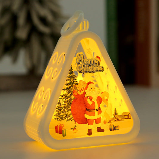White Santa Claus Charming Christmas Scene Mini Lanterns (Set of 3) - Battery Operated LED Lights for a Cozy Holiday Glow Tristar Online