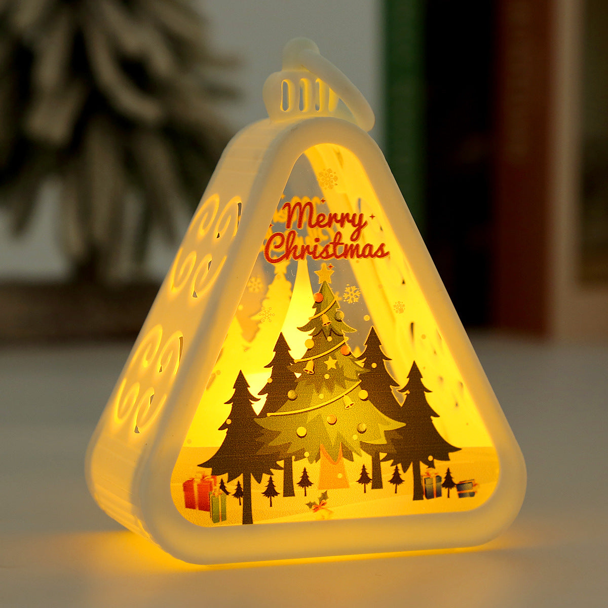 White Christmas tree Charming Christmas Scene Mini Lanterns (Set of 3) - Battery Operated LED Lights for a Cozy Holiday Glow Tristar Online