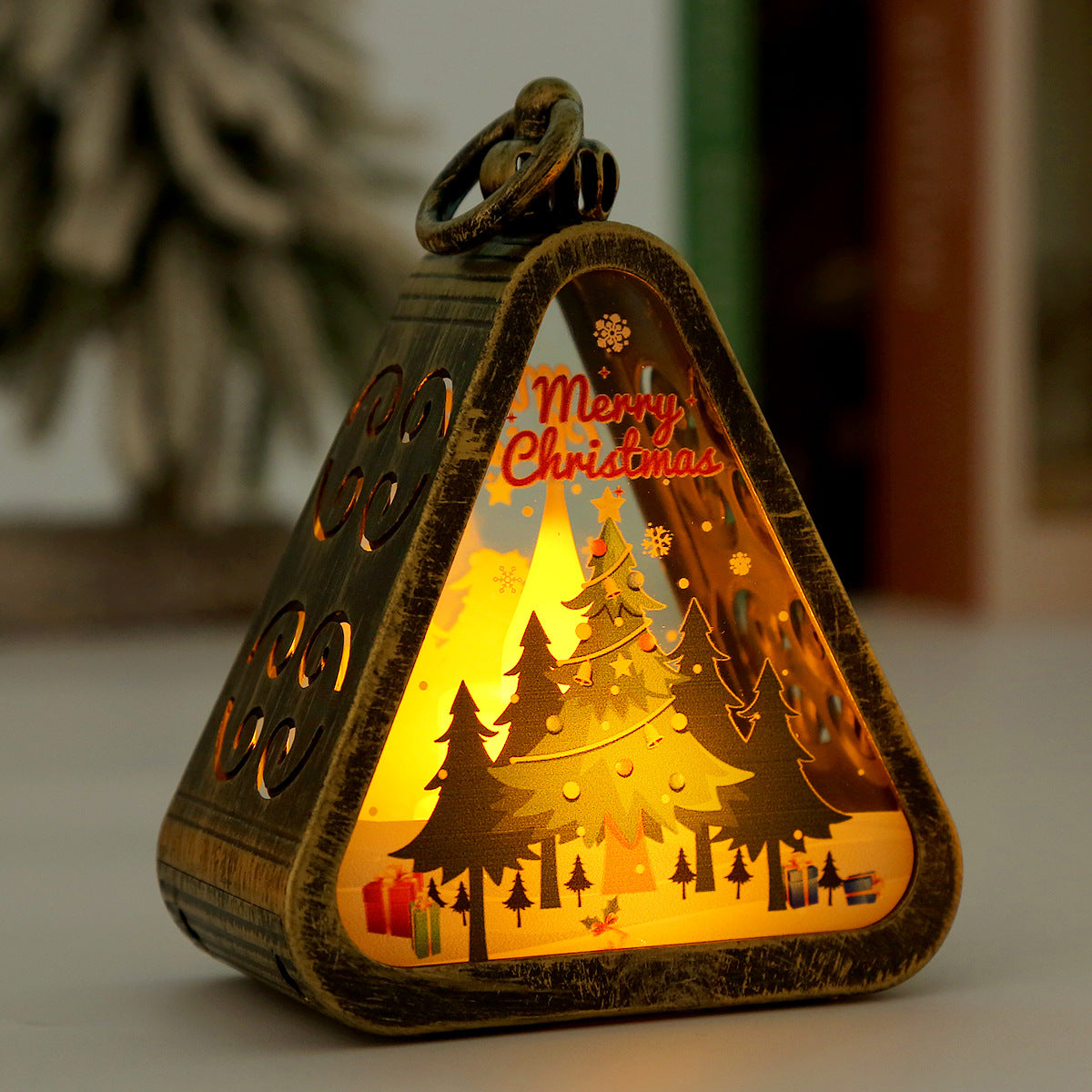 Bronze color Christmas tree Charming Christmas Scene Mini Lanterns (Set of 3) - Battery Operated LED Lights for a Cozy Holiday Glow Tristar Online