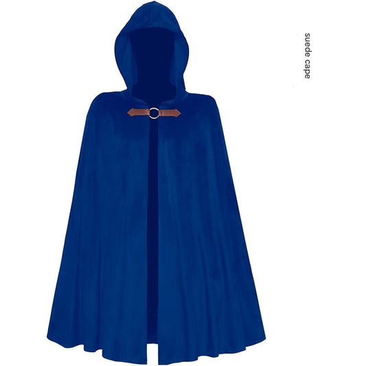 Blue Shadow Wanderer Hooded Cape - Premium Velvet Robe for Jedi, Wizard & Medieval Cosplay Tristar Online