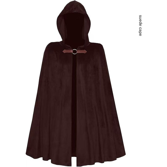 Brown Shadow Wanderer Hooded Cape - Premium Velvet Robe for Jedi, Wizard & Medieval Cosplay Tristar Online