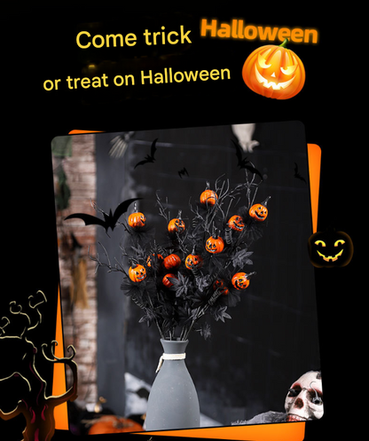 Halloween Black Twig & Pumpkin Stems (2-Pack) - Artificial Floral Picks for Spooky Arrangements Tristar Online