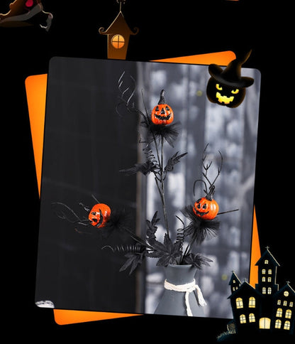 Halloween Black Twig & Pumpkin Stems (2-Pack) - Artificial Floral Picks for Spooky Arrangements Tristar Online
