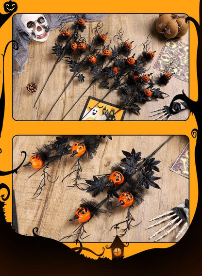 Halloween Black Twig & Pumpkin Stems (2-Pack) - Artificial Floral Picks for Spooky Arrangements Tristar Online