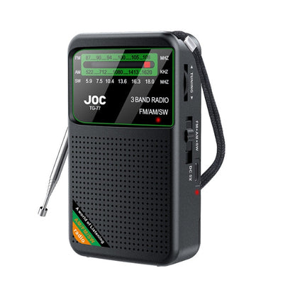 Black JOC TG-77 Multi-Band Rechargeable Radio for Seniors - Automatic Channel Search, FM/AM/SW Bands Tristar Online