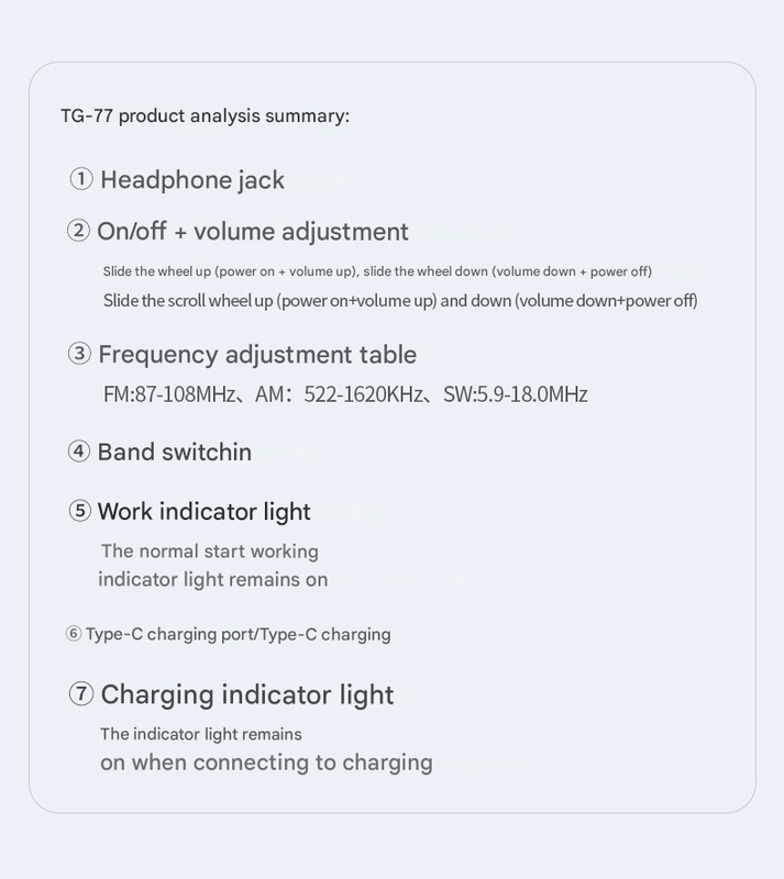 Black JOC TG-77 Multi-Band Rechargeable Radio for Seniors - Automatic Channel Search, FM/AM/SW Bands Tristar Online