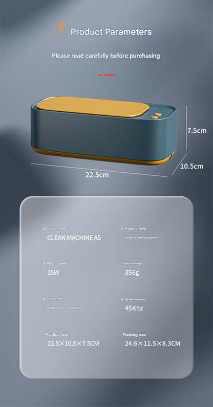 Green Portable Ultrasonic Cleaner - 45kHz Professional High-Frequency Cleaning Machine for Jewellery, Glasses, Watches, and Makeup Brushes Tristar Online